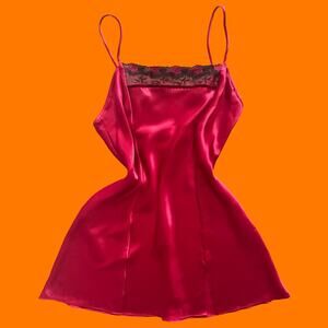90's vintage red satin slip dress MEDIUM whimsigoth dark romantic